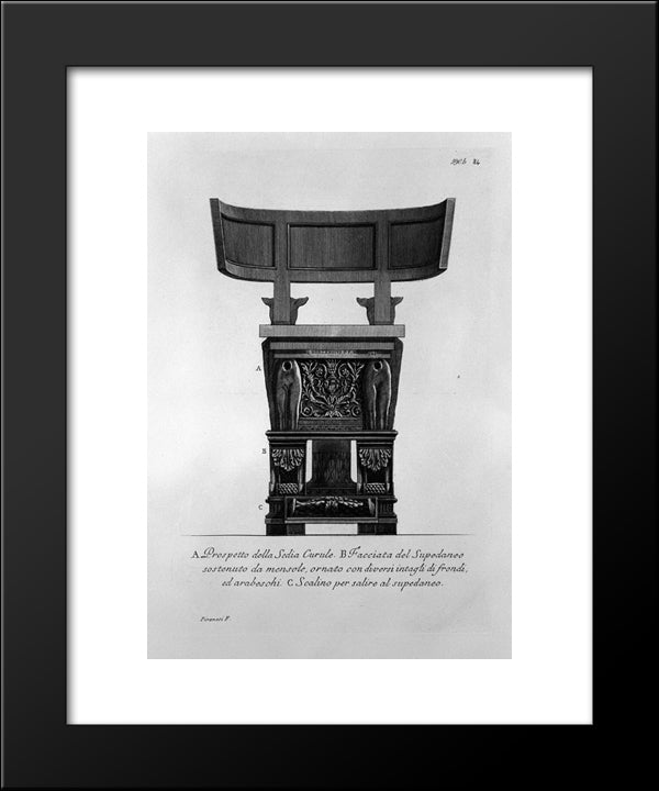 Other Statement Of The Curule Chair, Already Illustrated In The Preceding Tables 20x24 Black Modern Wood Framed Art Print Poster by Piranesi, Giovanni Battista
