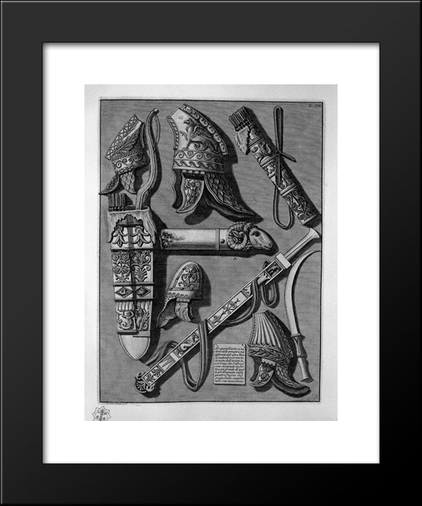 Other Weapons And Armor, Different From The Above Table 20x24 Black Modern Wood Framed Art Print Poster by Piranesi, Giovanni Battista