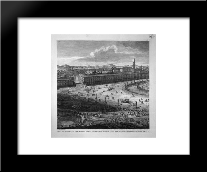 Perspective Of New Square In Padua 20x24 Black Modern Wood Framed Art Print Poster by Piranesi, Giovanni Battista