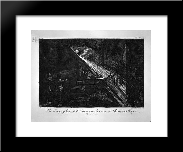 Plan And Elevation Of The Kitchen In The Same 20x24 Black Modern Wood Framed Art Print Poster by Piranesi, Giovanni Battista