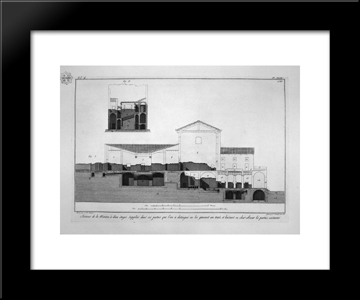 Plan Of A Two-Story House 20x24 Black Modern Wood Framed Art Print Poster by Piranesi, Giovanni Battista