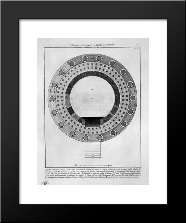 Plan Of The Temple Of Vesta In Tivoli 20x24 Black Modern Wood Framed Art Print Poster by Piranesi, Giovanni Battista