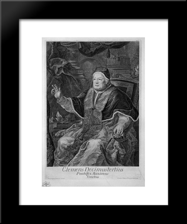 Portrait Of Pope Clement Xiii (Clemens Decimustertius Venetus Pontifex Maximus) 20x24 Black Modern Wood Framed Art Print Poster by Piranesi, Giovanni Battista