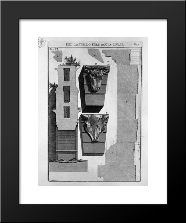 Profile Section Of The Monument 20x24 Black Modern Wood Framed Art Print Poster by Piranesi, Giovanni Battista