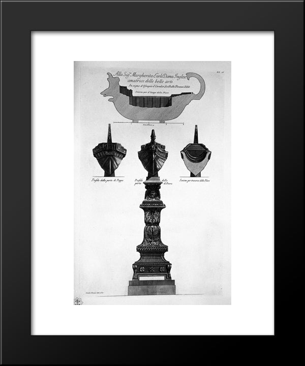 Profiles And Sections Of The Ship Above 20x24 Black Modern Wood Framed Art Print Poster by Piranesi, Giovanni Battista