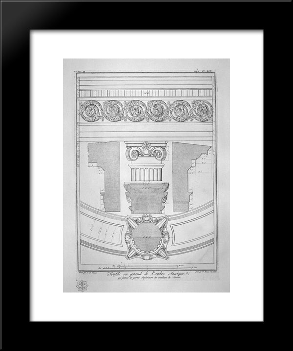 Profiles In Large Doric Order Constituting The Bottom Of The Tomb Of Mamia 20x24 Black Modern Wood Framed Art Print Poster by Piranesi, Giovanni Battista