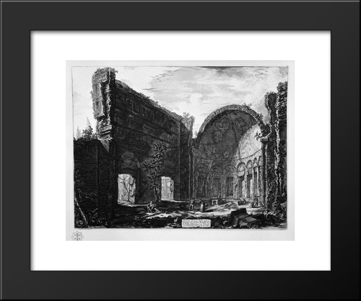 Remains Of A Hall Belonging To The Villa Adriana Castro Pretorio In Tivoli 20x24 Black Modern Wood Framed Art Print Poster by Piranesi, Giovanni Battista