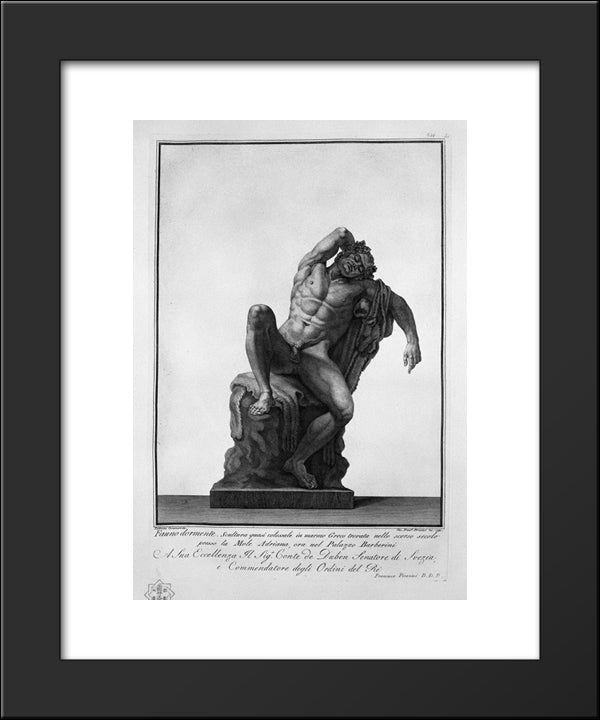 Sleeping Faun - Barberini 20x24 Black Modern Wood Framed Art Print Poster by Piranesi, Giovanni Battista