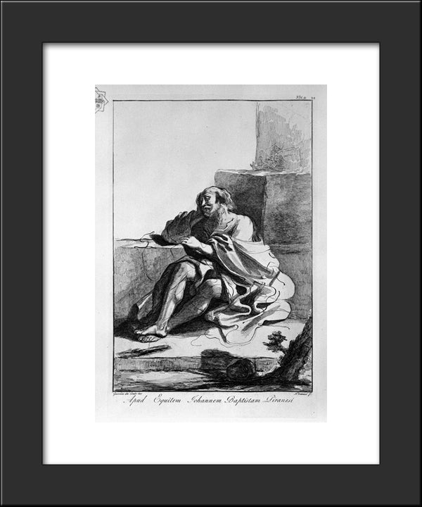 Sleeping Old Man 20x24 Black Modern Wood Framed Art Print Poster by Piranesi, Giovanni Battista