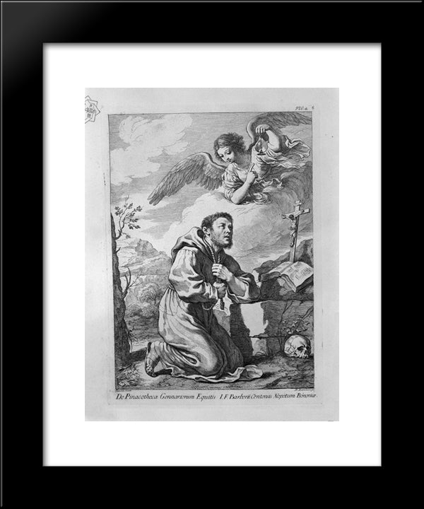 St. Francis In Prayer 20x24 Black Modern Wood Framed Art Print Poster by Piranesi, Giovanni Battista