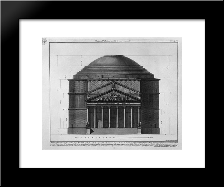 Statement Of The Pantheon Supplied To It`S Ornaments 20x24 Black Modern Wood Framed Art Print Poster by Piranesi, Giovanni Battista