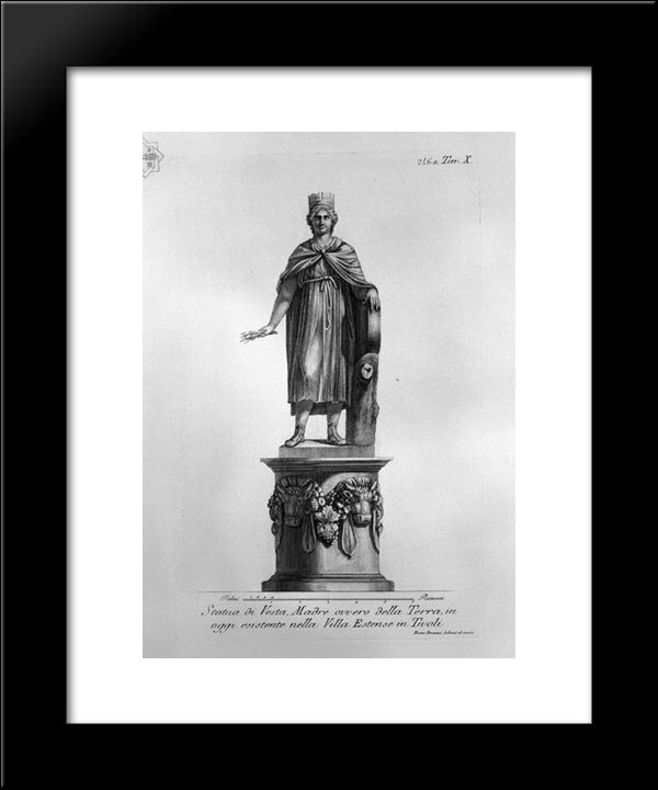 Statue Of Vesta, Or Mother Earth Situated In The Villa Este In Tivoli 20x24 Black Modern Wood Framed Art Print Poster by Piranesi, Giovanni Battista