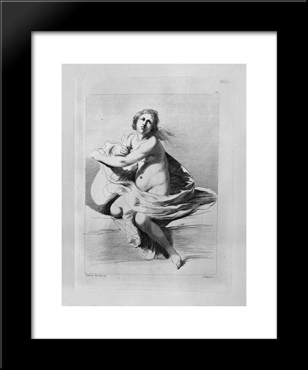 Study For The Adulteress Half Figure With Folded Arms, From Guercino 20x24 Black Modern Wood Framed Art Print Poster by Piranesi, Giovanni Battista