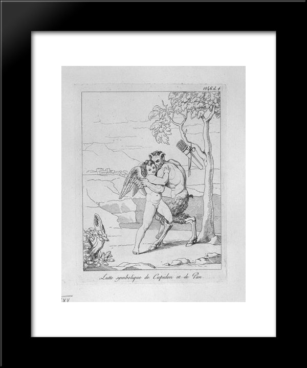 Symbolic Struggle Of Cupid And Pan 20x24 Black Modern Wood Framed Art Print Poster by Piranesi, Giovanni Battista