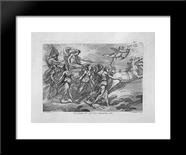The Chariot Of The Sun, From 'Aurora' Of Guido Reni 20x24 Black Modern Wood Framed Art Print Poster by Piranesi, Giovanni Battista