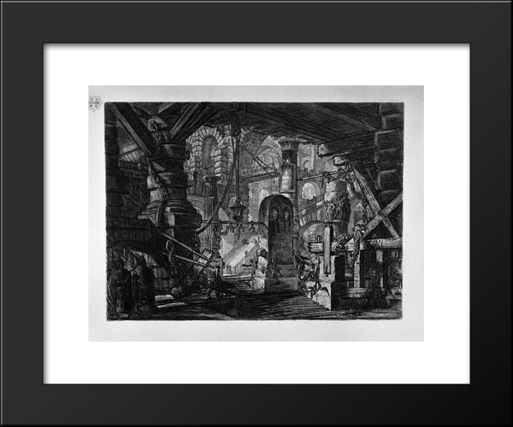 The Pier With Chains 20x24 Black Modern Wood Framed Art Print Poster by Piranesi, Giovanni Battista