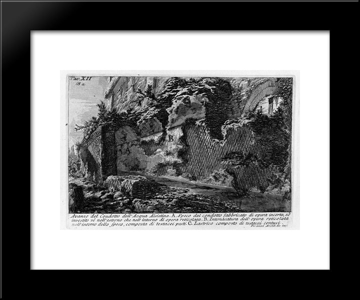 The Roman Antiquities, T. 1, Plate Xii. Aqua Alsietina. 20x24 Black Modern Wood Framed Art Print Poster by Piranesi, Giovanni Battista
