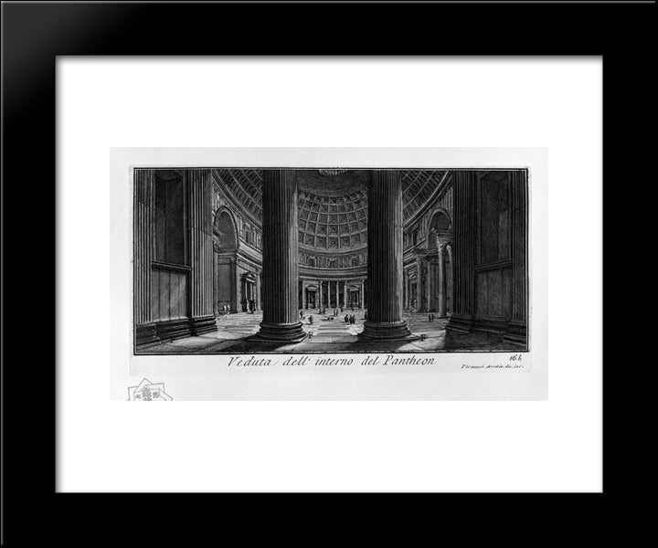 The Roman Antiquities, T. 1, Plate Xv. Pantheon. 20x24 Black Modern Wood Framed Art Print Poster by Piranesi, Giovanni Battista