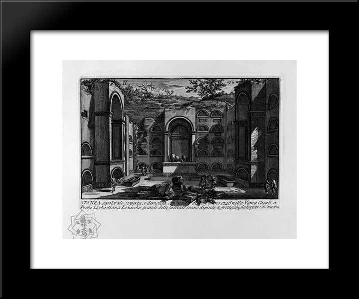 The Roman Antiquities, T. 1, Plate Xviii. Tomb Near Porta San Sebastiano. 20x24 Black Modern Wood Framed Art Print Poster by Piranesi, Giovanni Battista