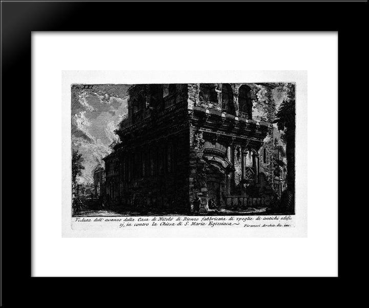 The Roman Antiquities, T. 1, Plate Xx. Casa Dei Crescenzi. 20x24 Black Modern Wood Framed Art Print Poster by Piranesi, Giovanni Battista