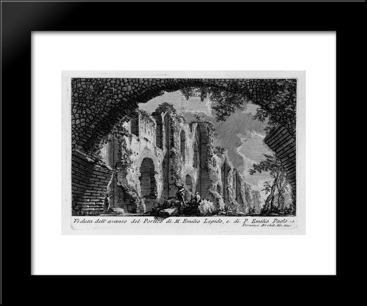 The Roman Antiquities, T. 1, Plate Xx. Portico Of Marcus Aemilius Lepidus And P. Aemilius Paulus. 20x24 Black Modern Wood Framed Art Print Poster by Piranesi, Giovanni Battista