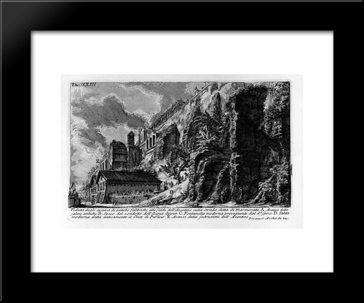 The Roman Antiquities, T. 1, Plate Xxiii. Aventine Hill. 20x24 Black Modern Wood Framed Art Print Poster by Piranesi, Giovanni Battista
