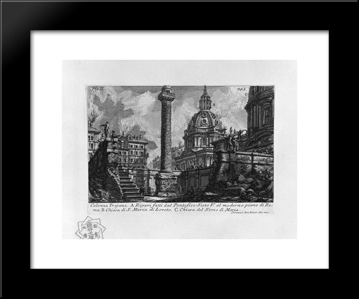 The Roman Antiquities, T. 1, Plate Xxix. Trajan`S Column. 20x24 Black Modern Wood Framed Art Print Poster by Piranesi, Giovanni Battista