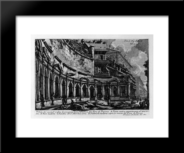 The Roman Antiquities, T. 1, Plate Xxix. Trajan`S Market. 20x24 Black Modern Wood Framed Art Print Poster by Piranesi, Giovanni Battista