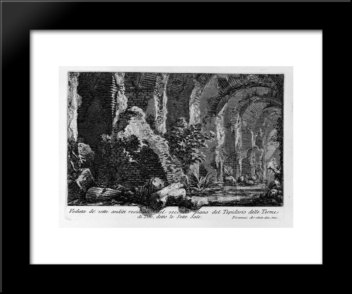 The Roman Antiquities, T. 1, Plate Xxvii. The Seven Halls. 20x24 Black Modern Wood Framed Art Print Poster by Piranesi, Giovanni Battista