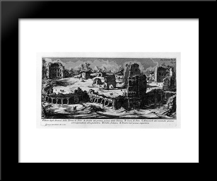 The Roman Antiquities, T. 1, Plate Xxviii. Baths Of Titus (Really The Baths Of Traianus). 20x24 Black Modern Wood Framed Art Print Poster by Piranesi, Giovanni Battista