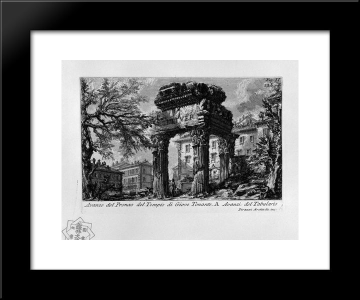 The Roman Antiquities, T. 1, Plate Xxxii. Ruins Of The Pronaos Of The Temple Of Jupiter The Thunderer. 20x24 Black Modern Wood Framed Art Print Poster by Piranesi, Giovanni Battista