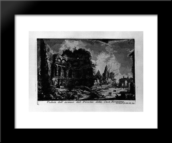 The Roman Antiquities, T. 1, Plate Xxxvi. Veduta With Ruins Of The Peristyle House Of Nero. 20x24 Black Modern Wood Framed Art Print Poster by Piranesi, Giovanni Battista