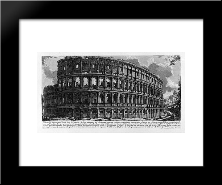 The Roman Antiquities, T. 1, Plate Xxxvii. View Of Flavian Amphitheatre And The Colosseum. 20x24 Black Modern Wood Framed Art Print Poster by Piranesi, Giovanni Battista