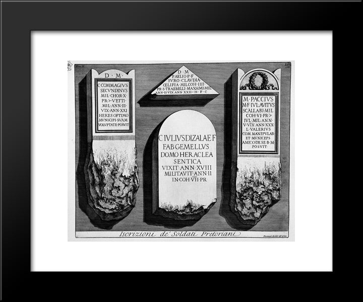 The Roman Antiquities, T. 2, Plate Liii. Registration Of `Soldiers Praetorian Guards. 20x24 Black Modern Wood Framed Art Print Poster by Piranesi, Giovanni Battista