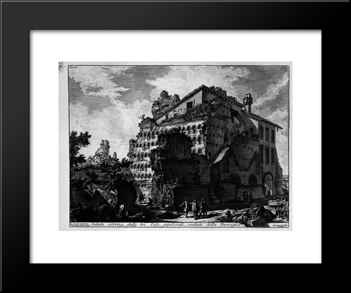 The Roman Antiquities, T. 2, Plate Xli. External View Of The Three Rooms Before Burial. 20x24 Black Modern Wood Framed Art Print Poster by Piranesi, Giovanni Battista