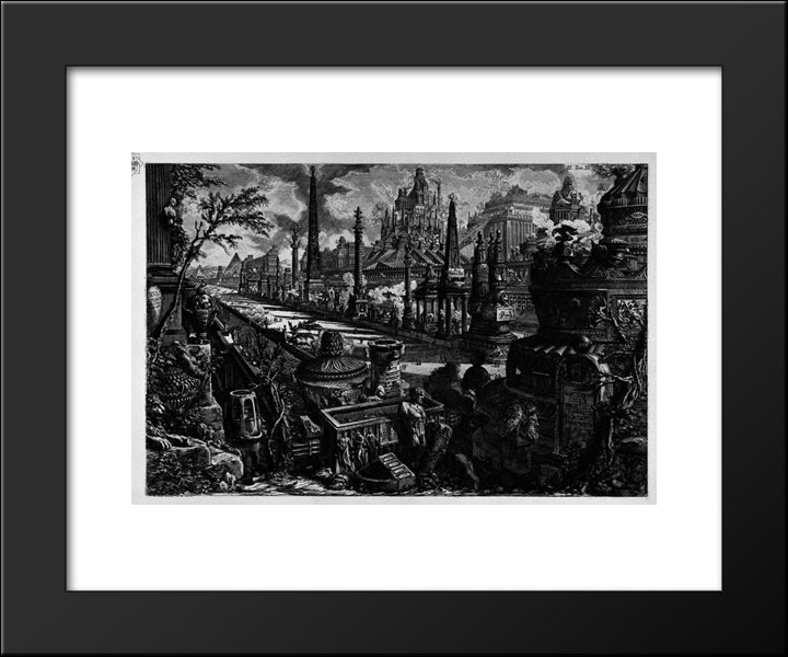The Roman Antiquities, T. 3, Plate Ii. Following The Above Table. 20x24 Black Modern Wood Framed Art Print Poster by Piranesi, Giovanni Battista