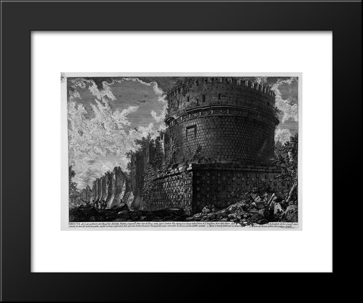 The Roman Antiquities, T. 3, Plate Lii. View Of The Back Side Of The Mausoleum Of Cecilia Metella. 20x24 Black Modern Wood Framed Art Print Poster by Piranesi, Giovanni Battista