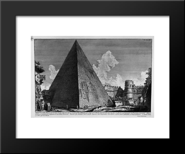 The Roman Antiquities, T. 3, Plate Xl. View Of The Pyramid Of Caius Cestius. 20x24 Black Modern Wood Framed Art Print Poster by Piranesi, Giovanni Battista