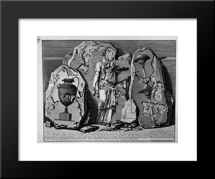 The Roman Antiquities, T. 3, Plate Xlvii. Decorative Details Of The Walls Of The Room Above. 20x24 Black Modern Wood Framed Art Print Poster by Piranesi, Giovanni Battista