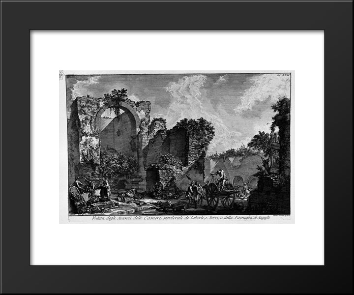 The Roman Antiquities, T. 3, Plate Xxii. View The Remains Of Burial Chambers Above. 20x24 Black Modern Wood Framed Art Print Poster by Piranesi, Giovanni Battista