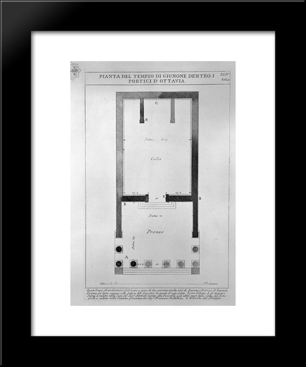 The Roman Antiquities, T. 4, Plate Xliv. Plan Of The Temple Of Juno In The Portico D`Ottavia. 20x24 Black Modern Wood Framed Art Print Poster by Piranesi, Giovanni Battista