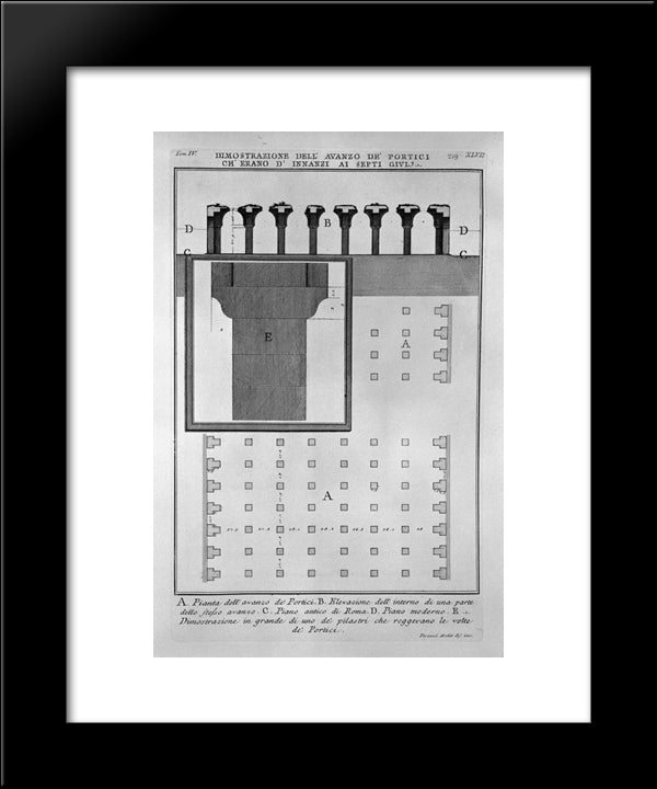 The Roman Antiquities, T. 4, Plate Xlvii. Vista Of The Advanced `Arcades Were The First To Septi Giulj. 20x24 Black Modern Wood Framed Art Print Poster by Piranesi, Giovanni Battista