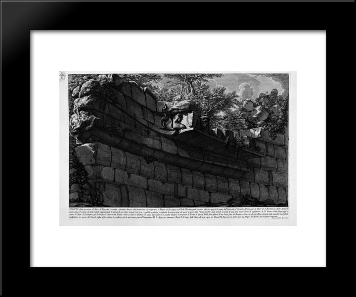 The Roman Antiquities, T. 4, Plate Xv. Map Of The Tiber Island And The Two Bridges That Lead To It. 20x24 Black Modern Wood Framed Art Print Poster by Piranesi, Giovanni Battista