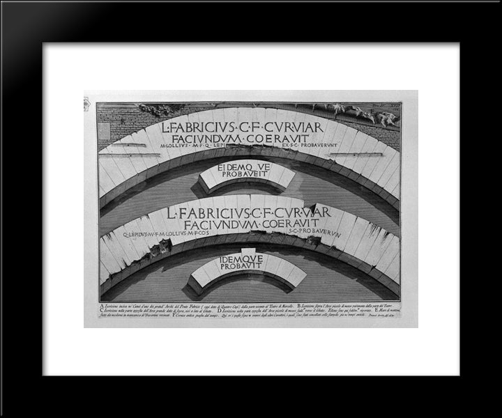 The Roman Antiquities, T. 4, Plate Xvii. View Of The Bridge Of The Four Heads Fabrizio Said Today. 20x24 Black Modern Wood Framed Art Print Poster by Piranesi, Giovanni Battista