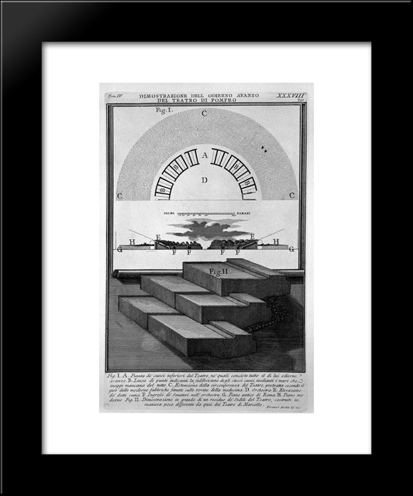 The Roman Antiquities, T. 4, Plate Xxxviii. Vista Of Today`S Surplus Of The Theatre Of Pompey. 20x24 Black Modern Wood Framed Art Print Poster by Piranesi, Giovanni Battista