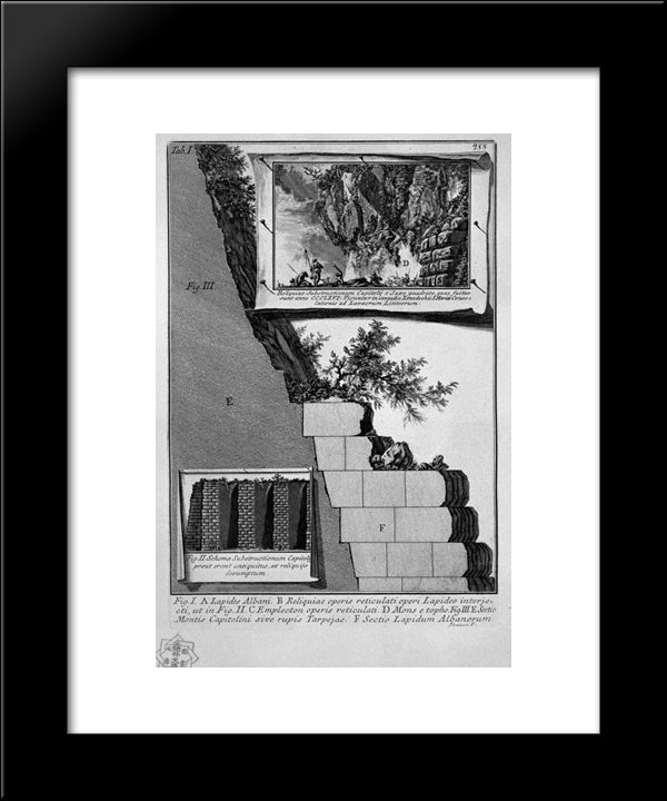 The Substructures Of The Capitol And The Tarpeian Rock 20x24 Black Modern Wood Framed Art Print Poster by Piranesi, Giovanni Battista