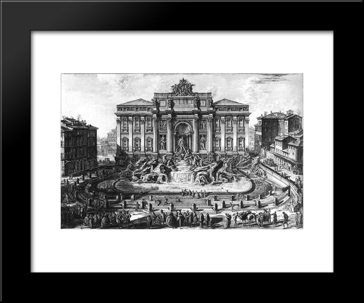 The Trevi Fountain In Rome 20x24 Black Modern Wood Framed Art Print Poster by Piranesi, Giovanni Battista