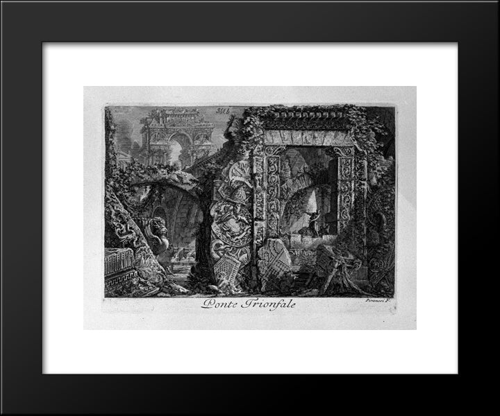 Triumphal Bridge 20x24 Black Modern Wood Framed Art Print Poster by Piranesi, Giovanni Battista