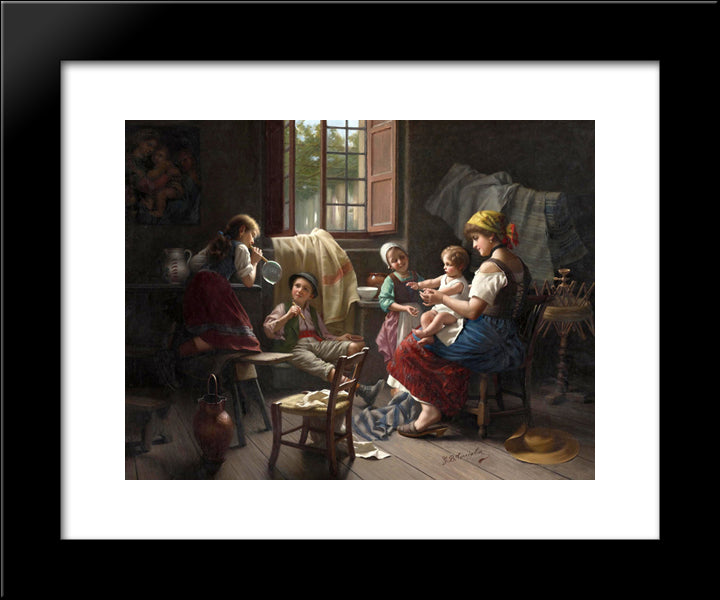 Blowing Bubbles 20x24 Black Modern Wood Framed Art Print Poster by Torriglia, Giovanni Battista