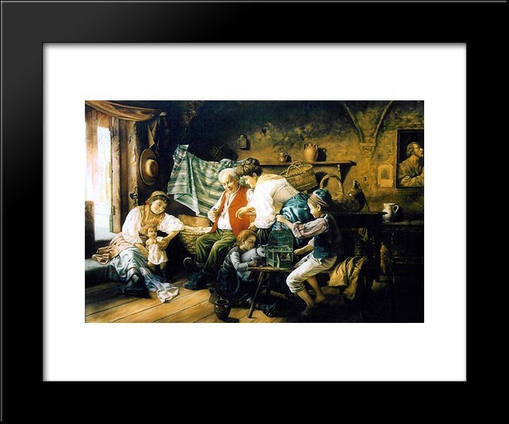 Family Games 20x24 Black Modern Wood Framed Art Print Poster by Torriglia, Giovanni Battista